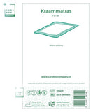 CareBoxCompany kraammatras 90x60 cm verpakking met groen logo en afmetingen