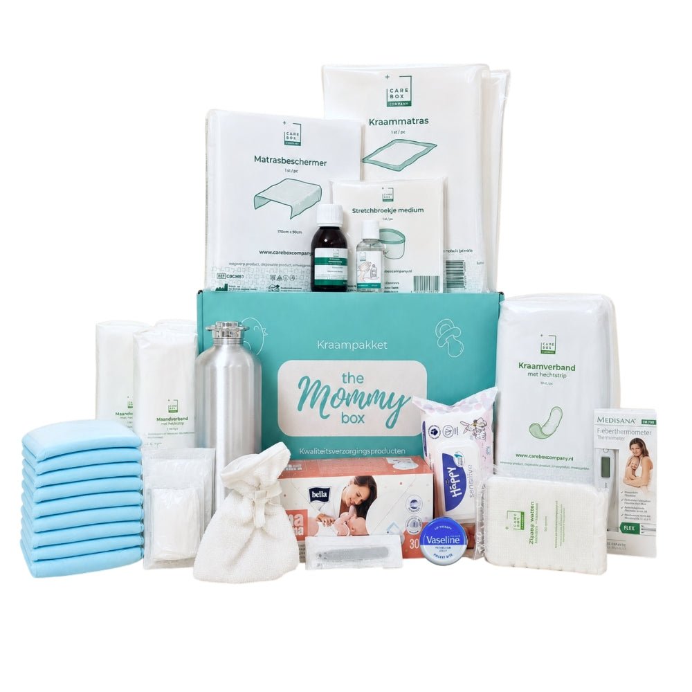 de mommy box Compleet, uitgestald met witte achtergrond