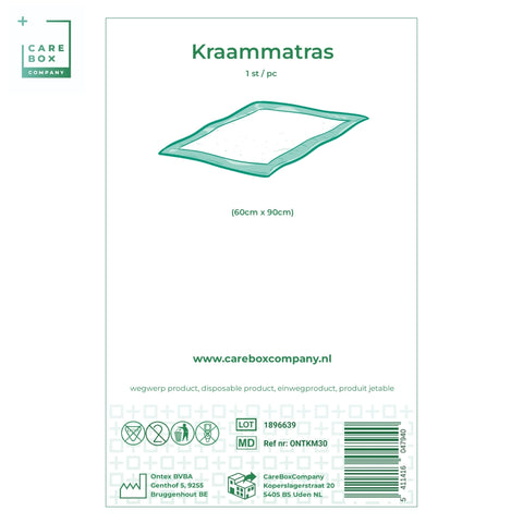 Kraammatras - 1 stuks - 60 x 90 cm - extreem absorberend vermogen - bruikbaar bij bevalling en incontinentie - Careboxcompany