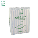 Verpakking CareBoxCompany onderleggers 60x60 cm met lichtblauw-wit gestreept patroon
